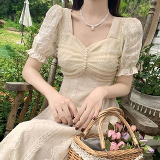 Đầm in hoa chuông hoa cổ điển phong cách pháp ngọt ngào nhẹ nhàng