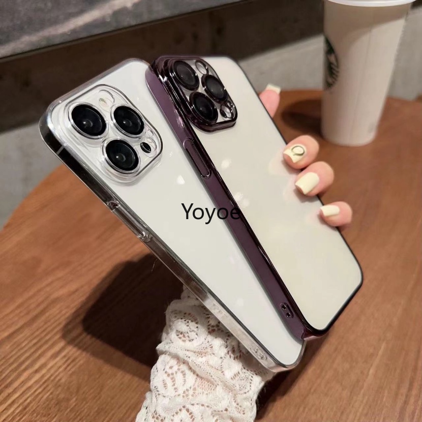 Ốp Điện Thoại gel silica Mềm Trong Suốt Mạ Điện Chống Sốc Thời Trang Đơn Giản Cho iPhone 14 13 12 11 Pro Max Plus