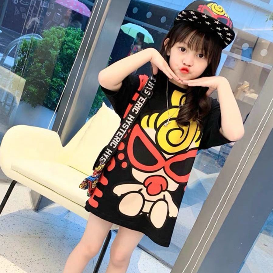Đầm Thun In Hoạt Hình Thoáng Khí Nhanh Khô Thời Trang Đáng Yêu Dành Cho Bé Gái