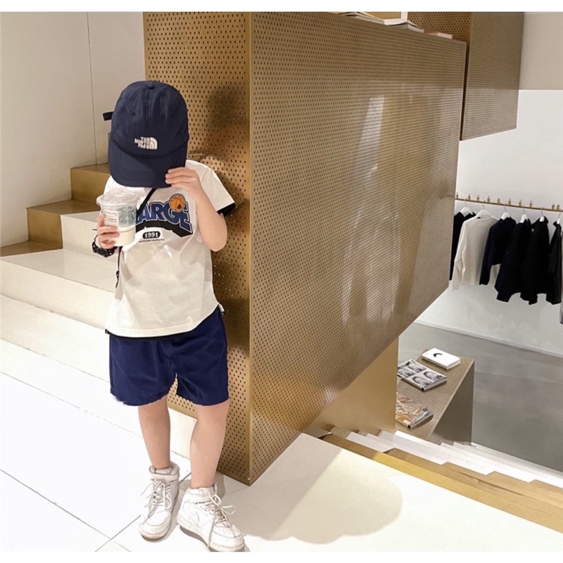 Bộ cotton in chữ đơn giản 3 màu bé trai