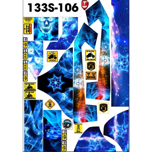 TEM TRÙM XE ĐIỆN 133S MÃ 106 MẦU SẮC DỰC DỠ