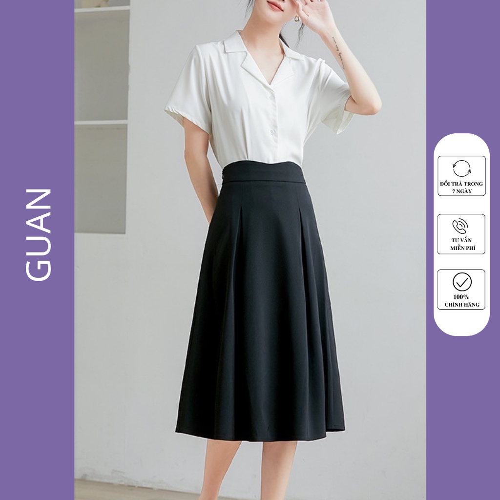 Chân Váy Chữ A Dài Xếp Ly Cạp V Thời Trang, Chân Váy Công Sở Nữ