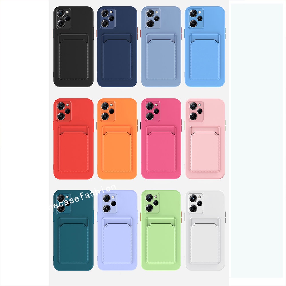 Ốp Điện Thoại Silicone Mềm Màu Trơn Có Ngăn Đựng Thẻ Thời Trang Cho Xiaomi Redmi Note 12 Pro Plus 5G 2023