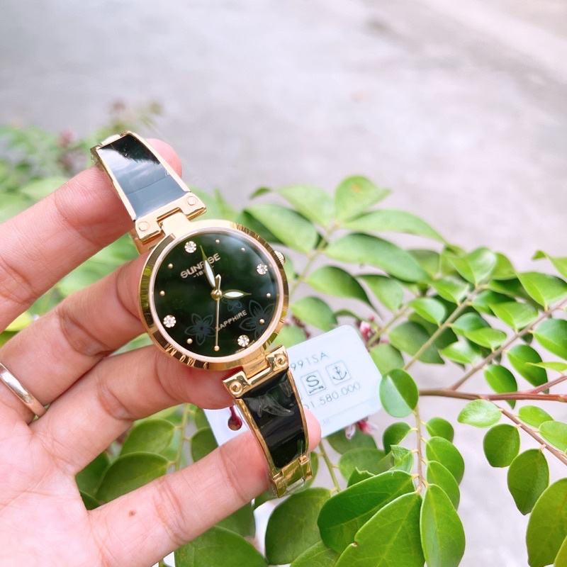 Đồng hồ nữ SUNRISE 9991SA, Vành Đá sang trọng,full hộp thẻ chính hãng, Kính Sapphire chống xước chống nước tốt