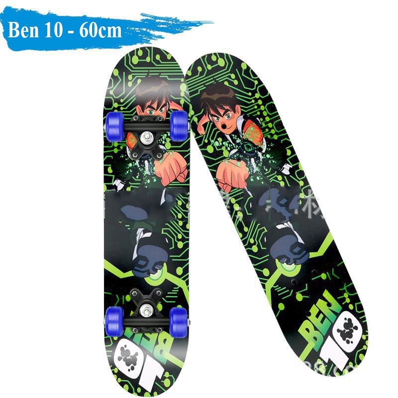 Ván Trượt Thế Thao Skateboard Hoạ Tiết Hoạt Hình Chất Liệu Gỗ Phong 7 Lớp Trục Kim Loại Tải Trọng 50kg