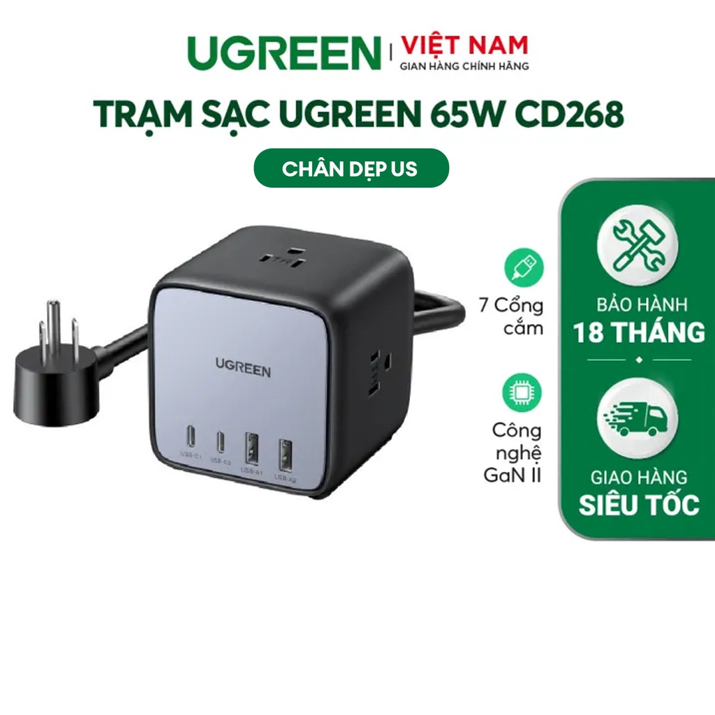 Trạm sạc UGREEN 65W CD268 USB C DigiNest Cube |GaN II | 7 in 1|MacBook Pro iPhone 14 13 Pro Max iPhone 14|BH 18 tháng