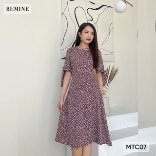 Đầm tay ngắn cột nơ BEMINE MTC07