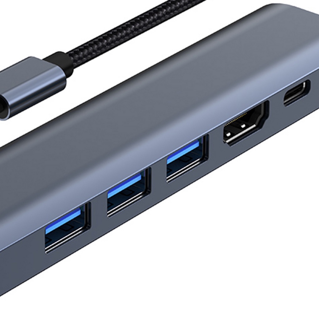Trạm Sạc Nhiều Cổng USB C 6 Trong 1 3 Cổng USB 3.0 RJ45 4K / 30Hz HDMI-Compatible 5Gbps Type-C Cho Máy Tính