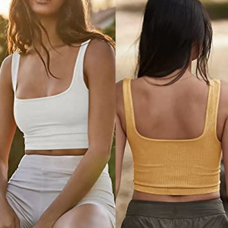 Áo Croptop Sát Nách Cổ Vuông Dáng Ôm Gợi Cảm Cho Bạn Gái