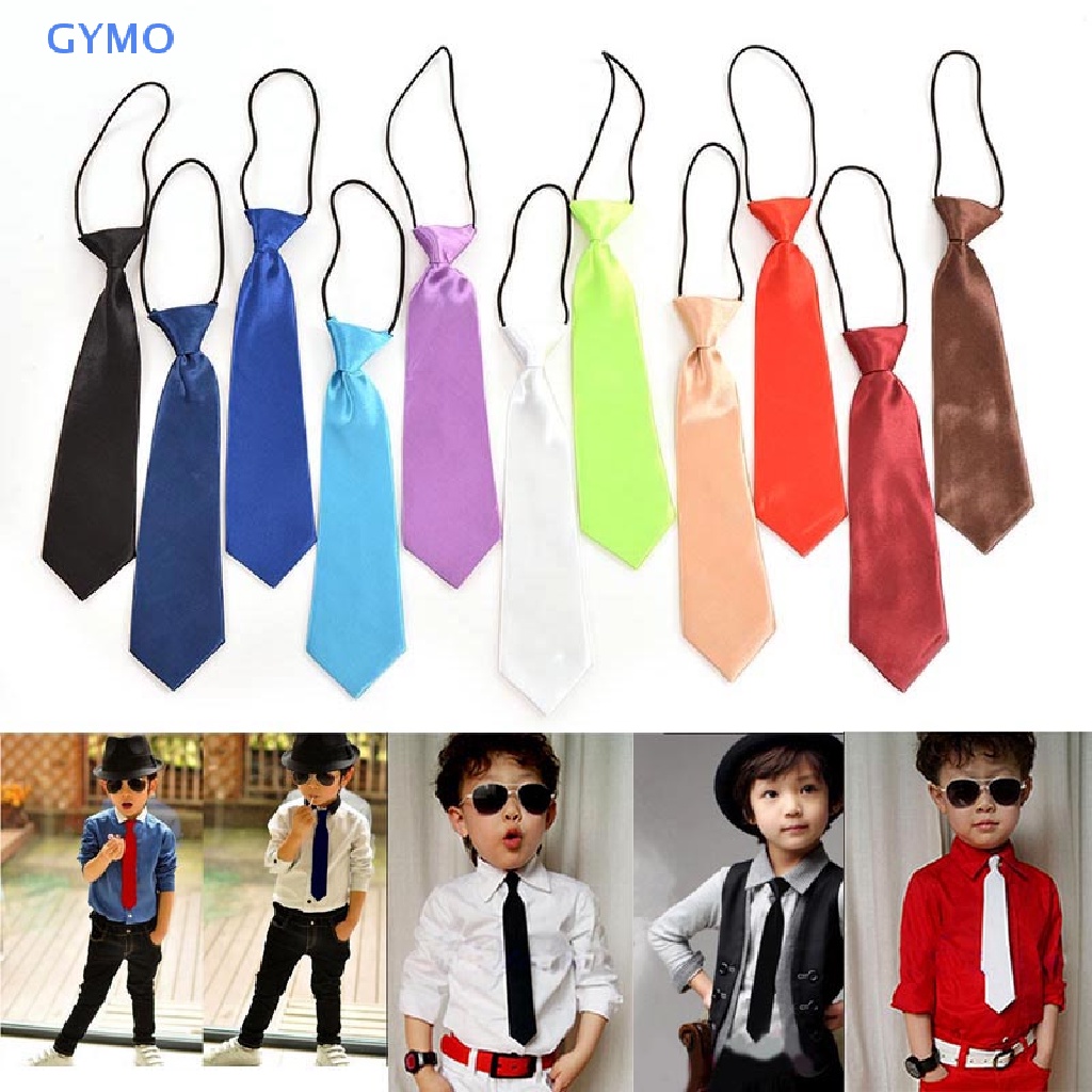 Cà Vạt Đeo Cổ Co Giãn Màu Trơn 11 Màu Tùy Chọn Cho Bé Trai