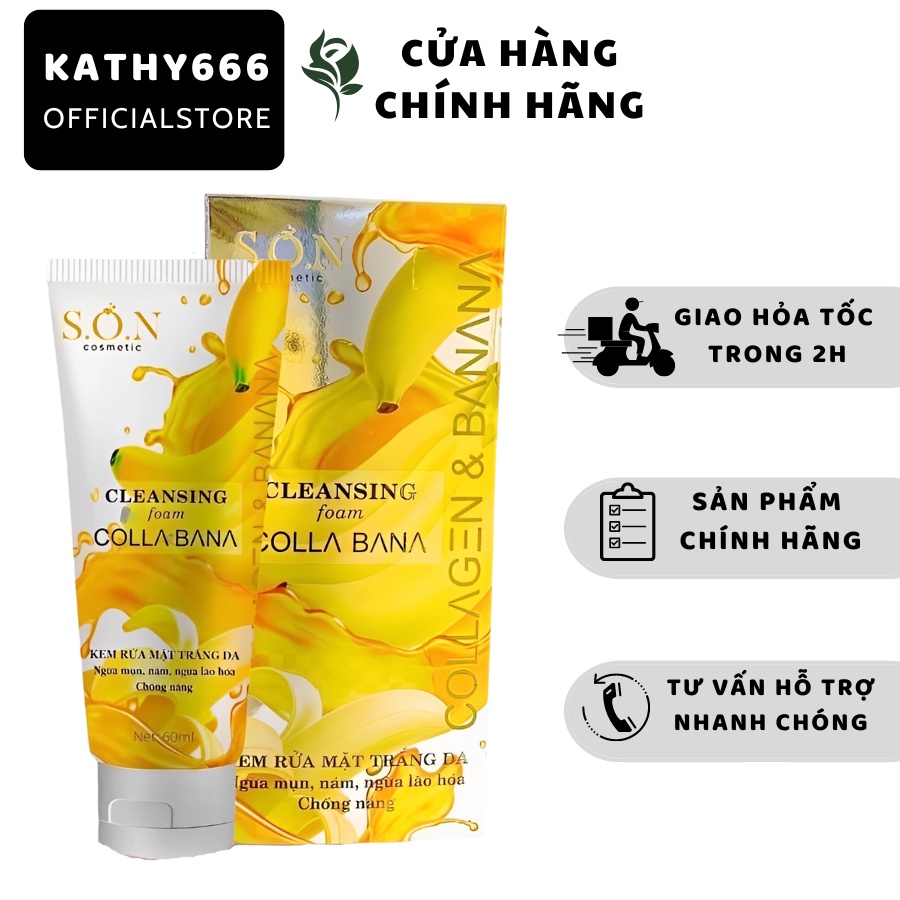 Kem rửa mặt trắng da Collagen Banana 60ml mỹ phẩm SON chính hãng