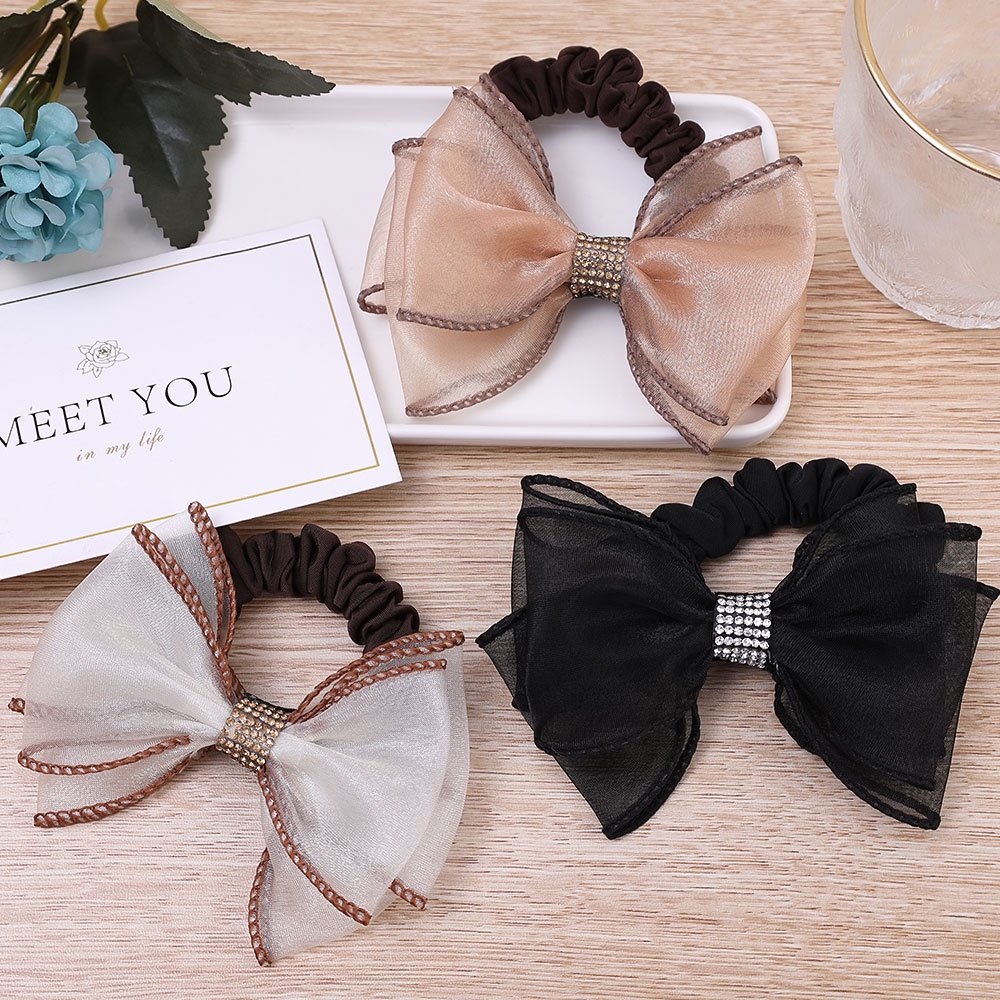 Dây Cột Tóc Cao Su Co Giãn Đính Đá Thanh Lịch Cho Nữ