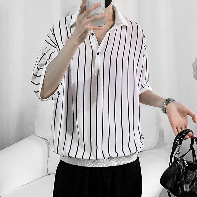 Incerun Áo Sơ Mi Nam Tay Lửng Họa Tiết Sọc