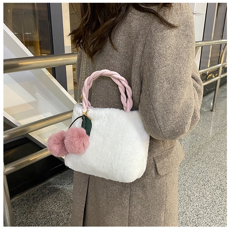 Túi Xách Lông Nhung Hình Quả Cherry Xinh Xắn Cho Nữ