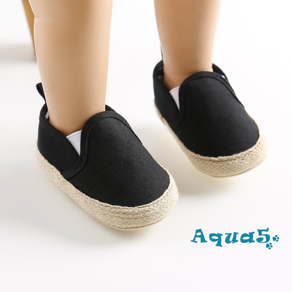 Aqq-giày Tập Đi Đế Mềm Màu Trơn / Sọc / Kẻ Ô Chống Trượt Mùa Xuân Hè Cho Bé Trai Sơ Sinh