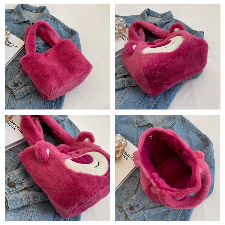 Túi Tote Sức Chứa Lớn In Họa Tiết Dâu Tây / Gấu Hoạt Hình Phong Cách Thời Trang Mùa Xuân 2023