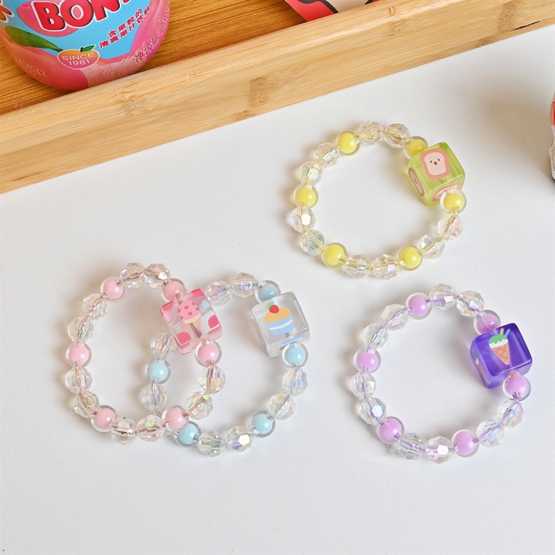 Dây Cột Tóc Đính Hạt Trong Suốt Hình Kẹo / Kem Thời Trang Cho Nữ