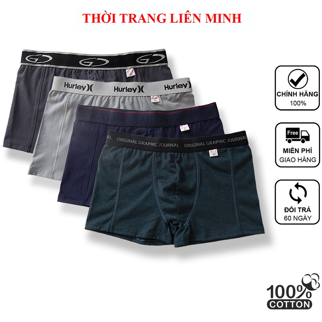 Combo 3 Quần lót nam boxer cotton cao cấp CITYMEN nhiều lưng vải 4 chiều sịp đùi nam