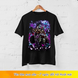 Áo thun nam in hình one piece kaido luffy 3d màu đen ngầu