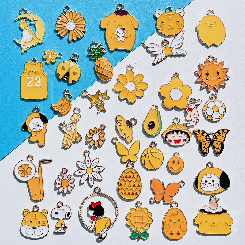 Set 10 Mặt Dây Chuyền Bằng Hợp Kim Đồng Mạ Vàng Hình Hoa Hướng Dương