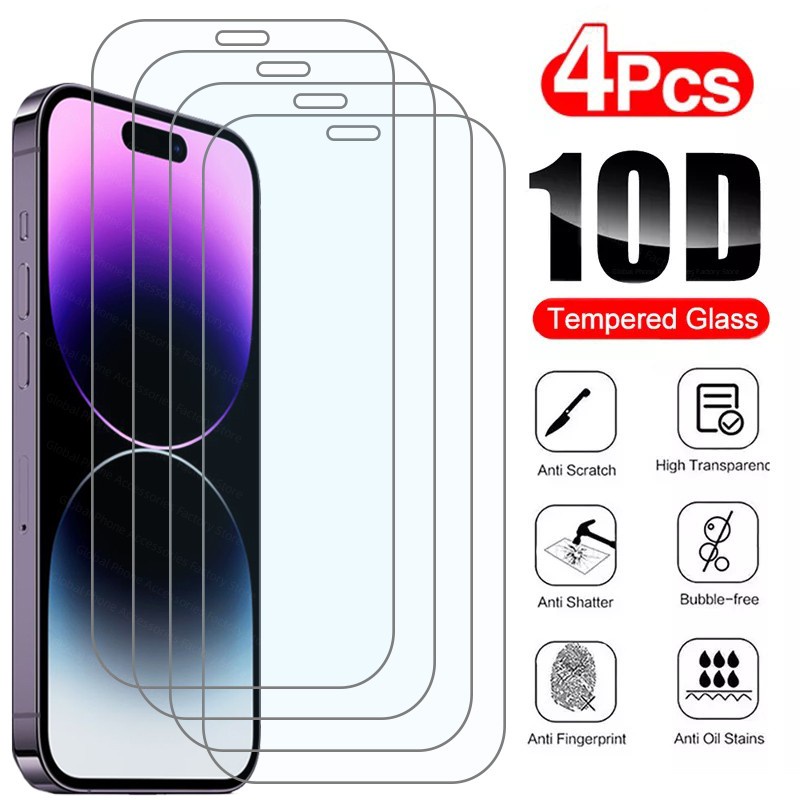 Set 4 Kính Cường Lực Bảo Vệ Màn Hình Điện Thoại iPhone 13 12 11 Pro Max 14 Pro 7 8 6 6S Plus SE 2020 X XR Xs Max