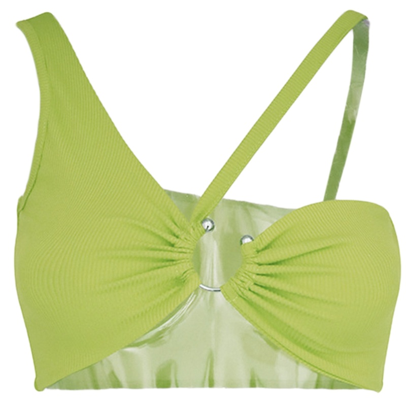 Xiangbao Áo Crop Top Hai Dây Dệt Kim Ôm Dáng Hở Vai Có Gân Ruched Phía Trước Cho Nữ