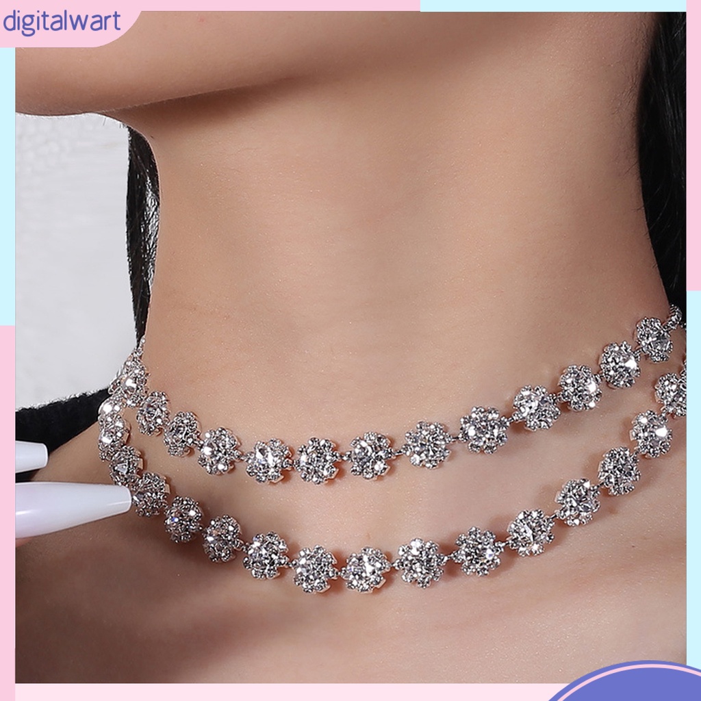[DIWA] 1 Set Vòng cổ Và Bông Tai Bằng Hợp Kim Lấp Lánh Thanh Lịch