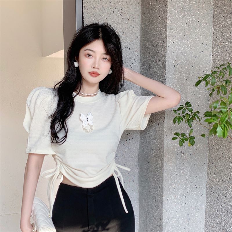 Áo Thun Tay Phồng Phối Dây Rút Thời Trang Mùa Hè Dành Cho Nữ