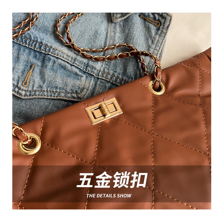 Túi Xách Cỡ Lớn Màu Trơn Họa Tiết Hình Thoi Phong Cách Retro Thời Trang Cho Nữ Màu Sắc