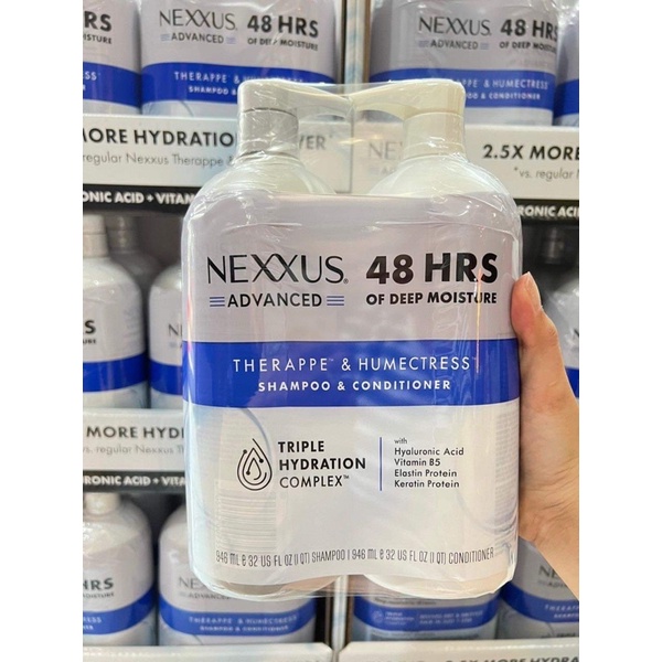Bộ Dầu gội - dầu xả siêu dưỡng ẩm Nexxus Therappe Caviar Complex Shampoo 1000ml x 2 - Mỹ