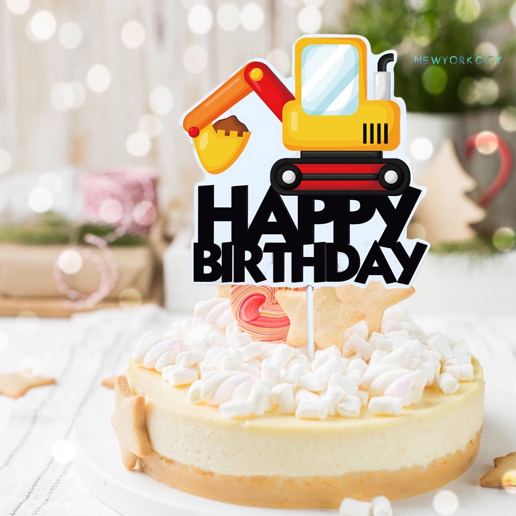 1 Set / 1 Bộ Que Cắm Trang Trí Bánh Cupcake Chủ Đề Xây Dựng Đầy Màu Sắc