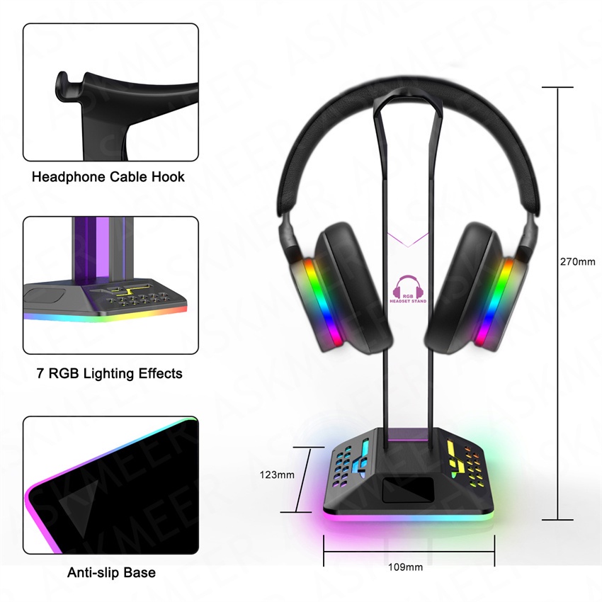 Giá Đỡ Tai Nghe Chơi Game USB 2.0 Tích Hợp Đèn LED RGB Dành Cho PC Laptop