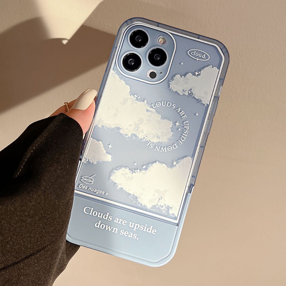 Ốp Điện Thoại TPU Dẻo Họa Tiết Bầu Trời Đầy Sao / Đám Mây Kèm Giá Đỡ Tàng Hình Cho IPhone 14 13 12 11 Pro Max