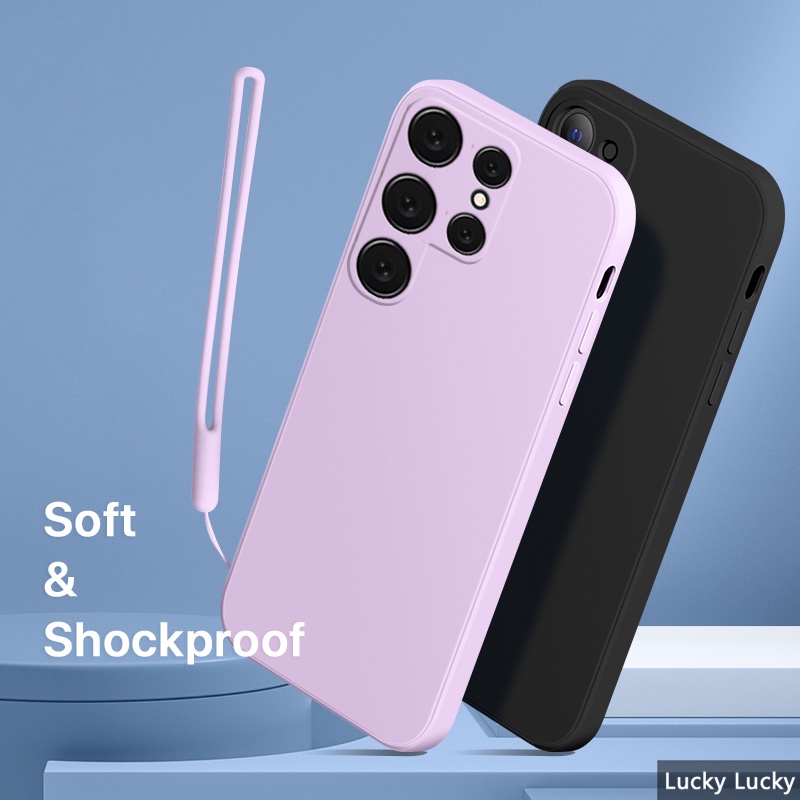 Ốp lưng Samsung S23 Ultra S22 Ultra Plus điện thoại silicon mỏng có dây che phủ hoàn toàn camera thích hợp cho