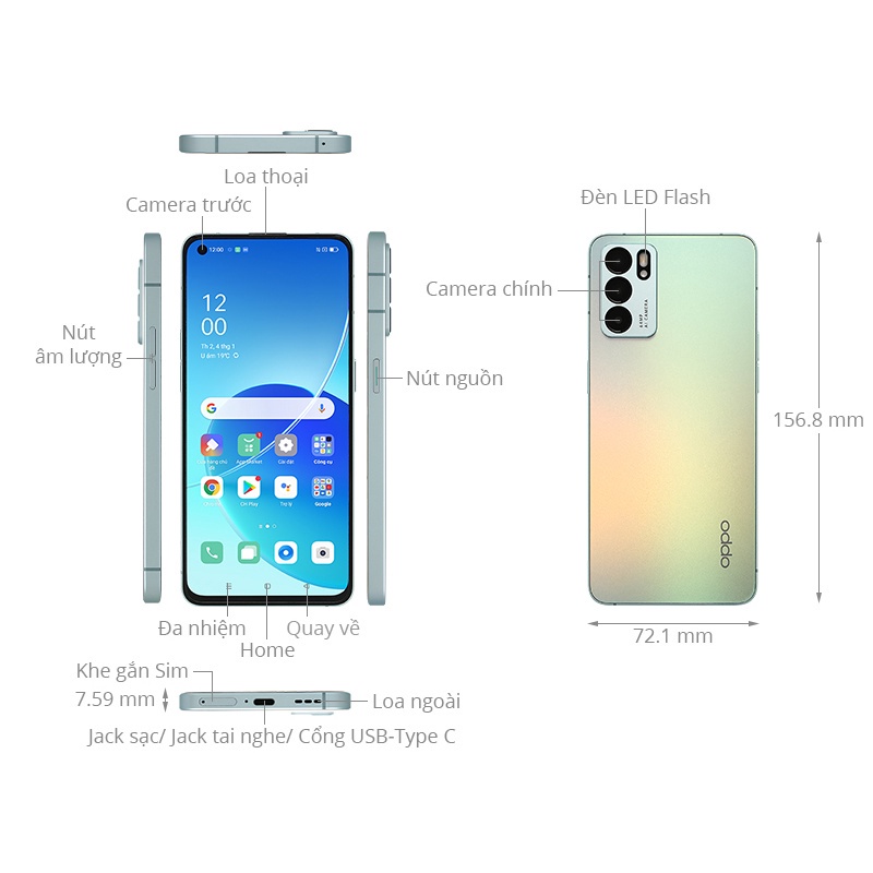 Điện thoại OPPO Reno6 nguyên seal hàng chính hãng RAM 8GB bộ nhớ 128GB, bảo hành 12 tháng | BigBuy360 - bigbuy360.vn