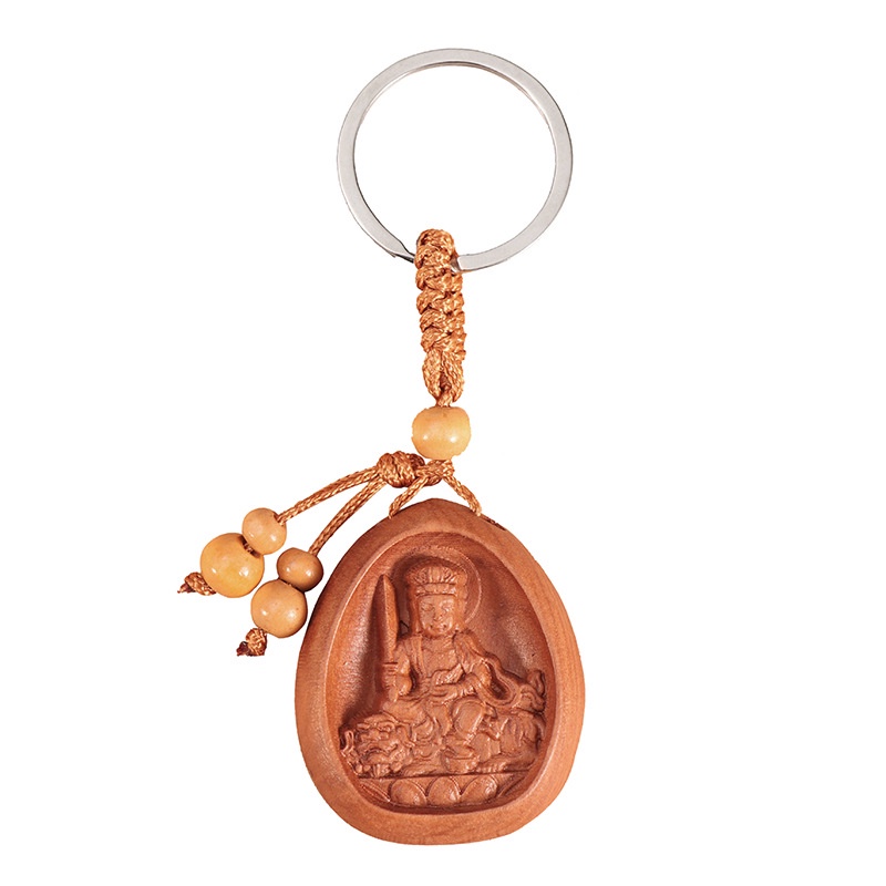 Móc Khóa Mặt Gỗ Đào Guanyin Bodhisattva Xinh Xắn