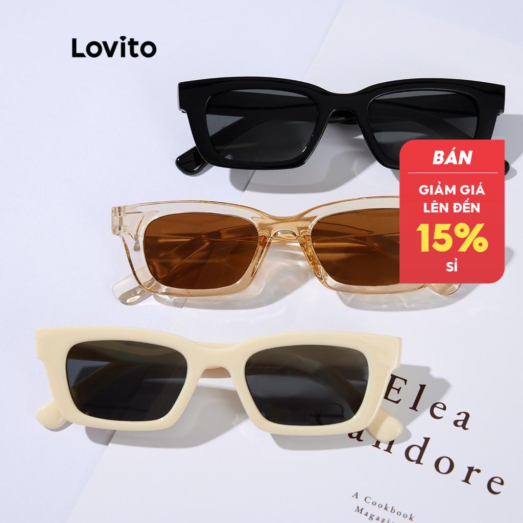 Lovito Kính râm Colorblock All-Match thông thường với Hộp kính L34AD052 (Màu nâu)