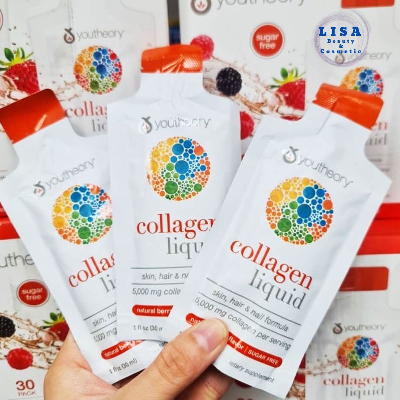 Nước Uống Bổ Sung Collagen Vị Dâu Youtheory Collagen Liquid Berry Flavor 30 gói x 30ml