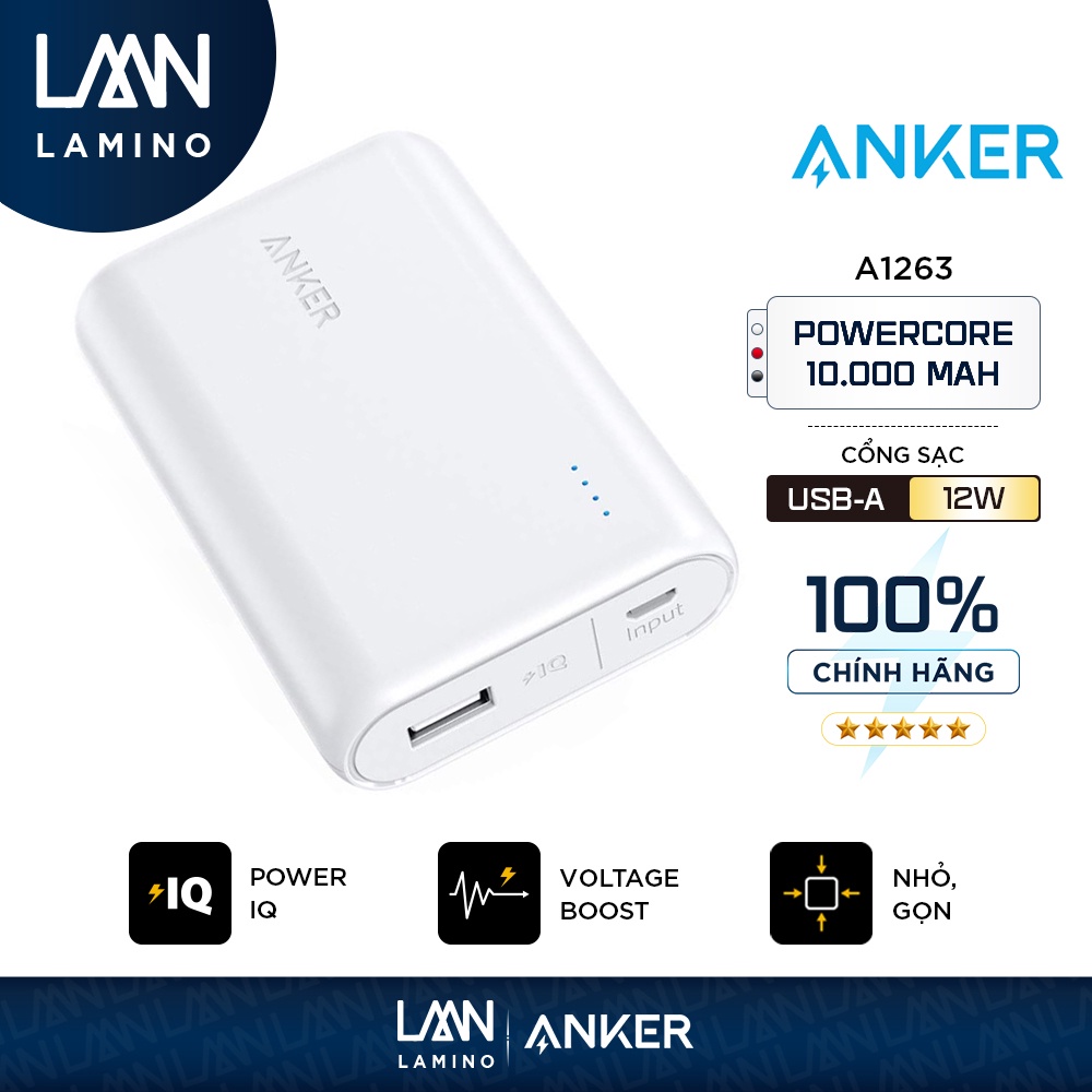 Pin sạc dự phòng ANKER PowerCore 10000mAh - A1263 Hãng phân phối chính thức