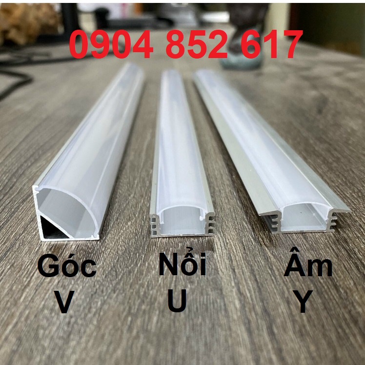 Máng nhôm định hình (thanh nhôm) gắn led dán, led thanh 1 mét