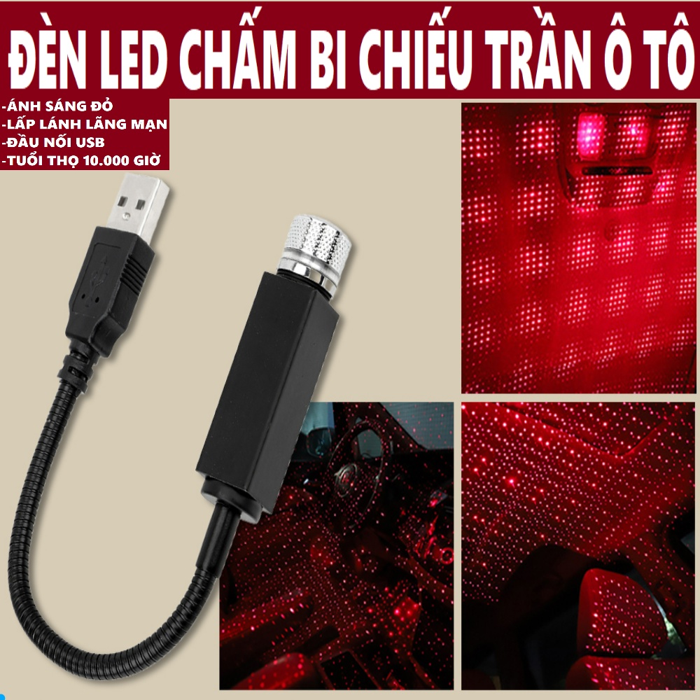 Đèn led chấm bi trang trí phòng ngủ, ô tô, xe hơi ánh sáng đỏ lấp lánh tạo không khí lãng mạn, kết nối đầu USB