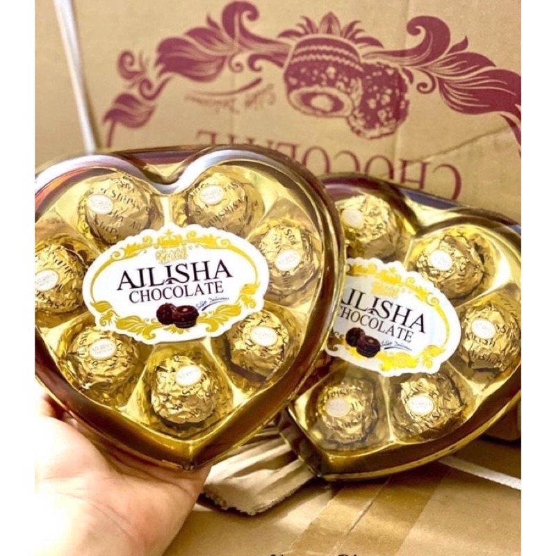 Kẹo Socola Sữa Hạnh Nhân AILISHA trái tim 84g