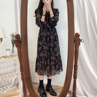 váy đầm voan ulzzang hoa nhí dài xinh hàng quảng châu