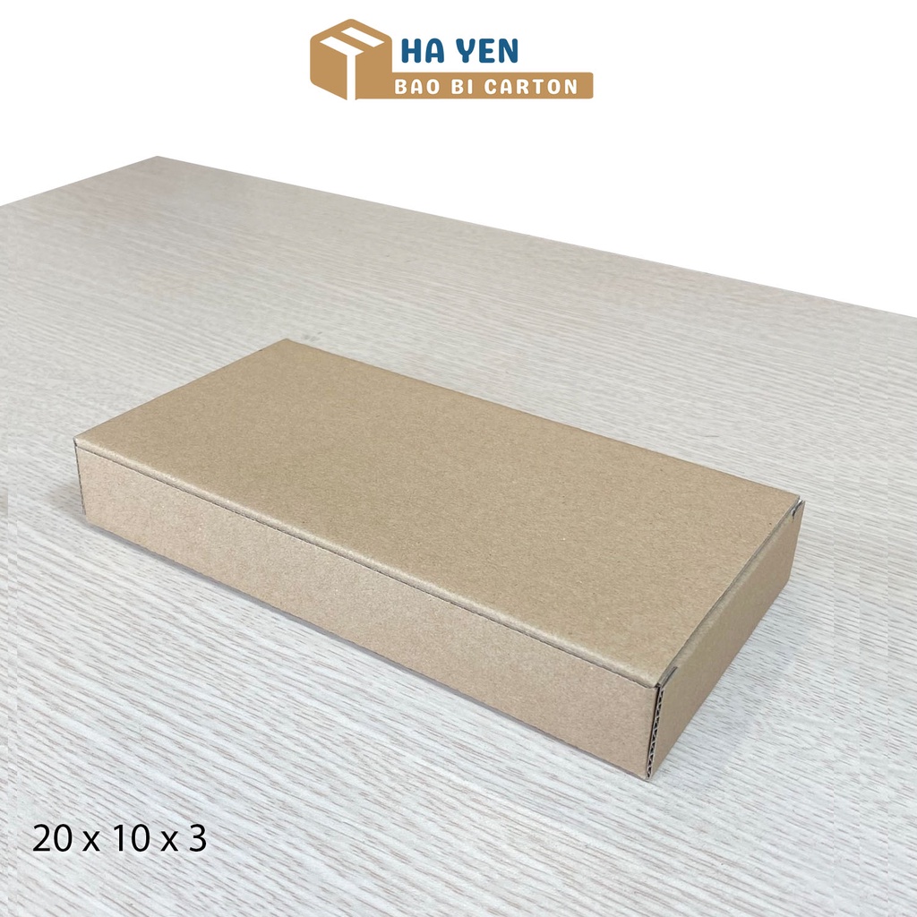 20 x 10 x 3 cm - Combo 100 hộp carton nắp gập 20x10x3 cm đóng hàng