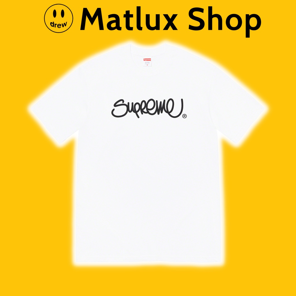Áo thun ngắn tay Supreme 22SS Handstyle Tee trắng cao cấp, Áo tee Supreme logo chất liệu vải cotton thoáng mát form rộng