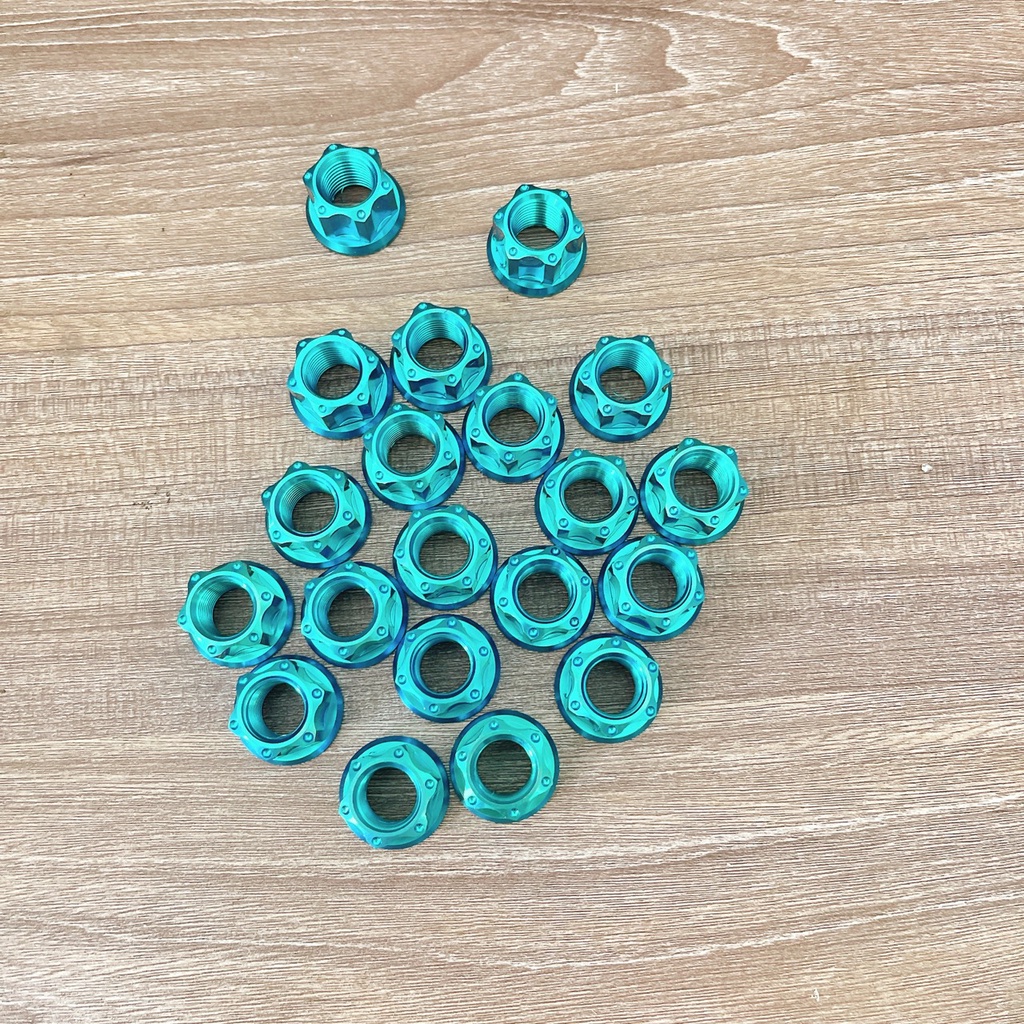 Tán tròn Titan Gr5 6li 8ly 10 li 12 ly 14li lắp phuộc, đĩa tải xích, tăng sên  MÀU LỤC BẢO