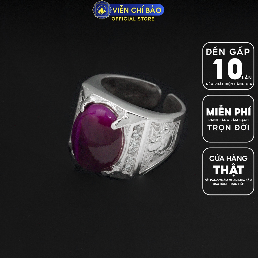 Nhẫn nam đá mắt hổ hồng phật di lặc chất liệu bạc 925 thời trang phụ kiện trang sức Viễn Chí Bảo N300716