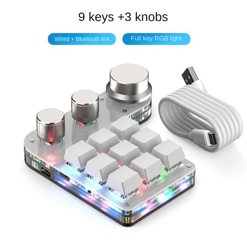 Bàn Phím Cơ Chơi Game Macro 3 Nút Bấm Kết Nối Bluetooth Màu Đen