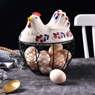 Rổ Sắt Đựng Trứng Gà Hình Chú Gà Mái Ấp Loại To - Giỏ Để Trứng Gà Decor