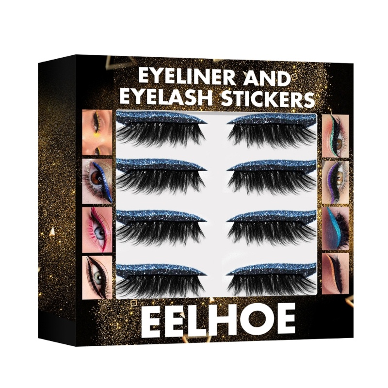 Set 4 Cặp Lông Mi Giả 7 Màu Sắc Lấp Lánh Tái Sử Dụng Được